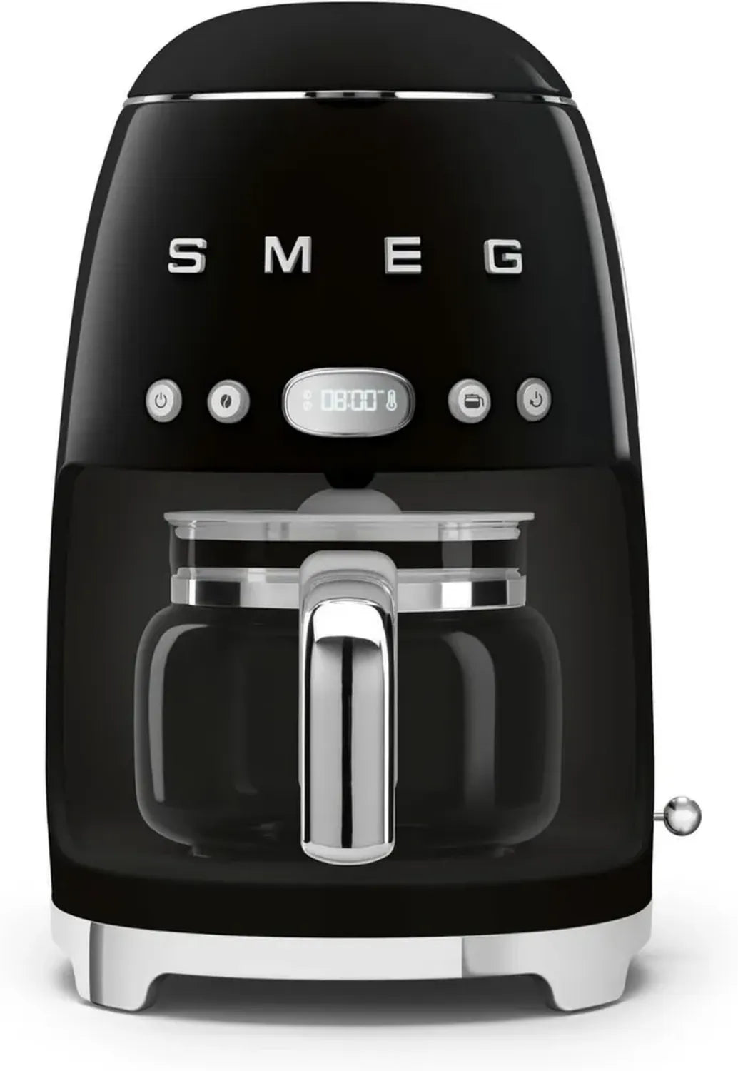 Smeg Filter-Kaffeemaschine mit Aromaintensität und Timer, 12-Tassen-Glaskaraffe, Warmhaltefunktion, 1050W, Schwarz
