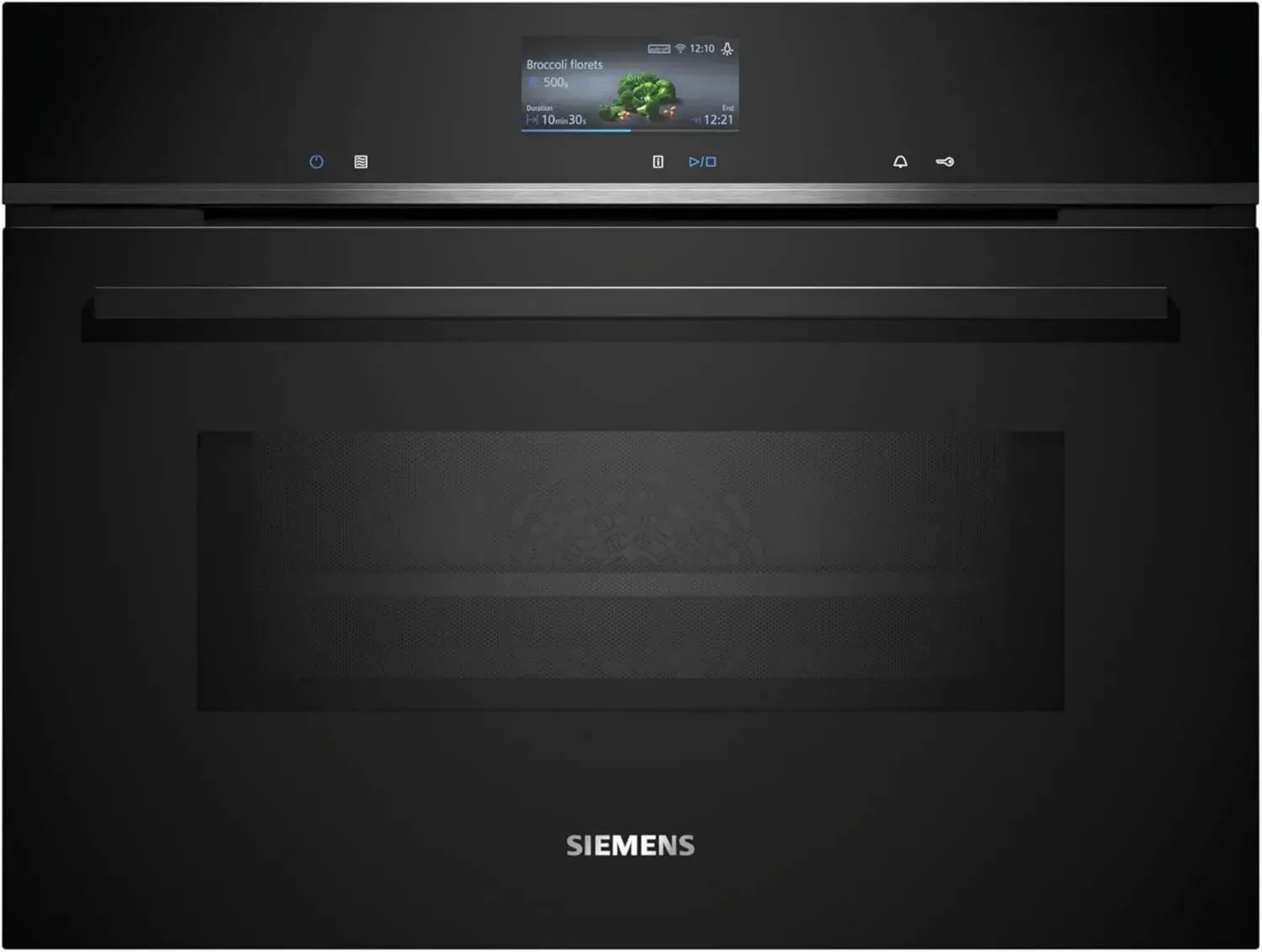 Siemens iQ700 Kompaktbackofen mit Mikrowelle, 60x45cm, Pyrolyse, Air Fry, Touchscreen, Schwarz