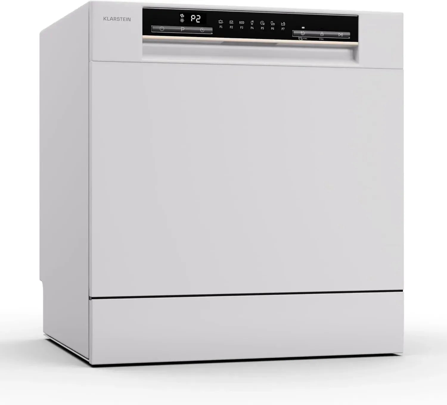 Klarstein Kompakt-Geschirrspüler für 8 Maßgedecke, Geräuscharmer Tischgeschirrspüler mit 7 Programmen, Ideal für Zuhause, Büro & Camping, Mit Wasseranschluss