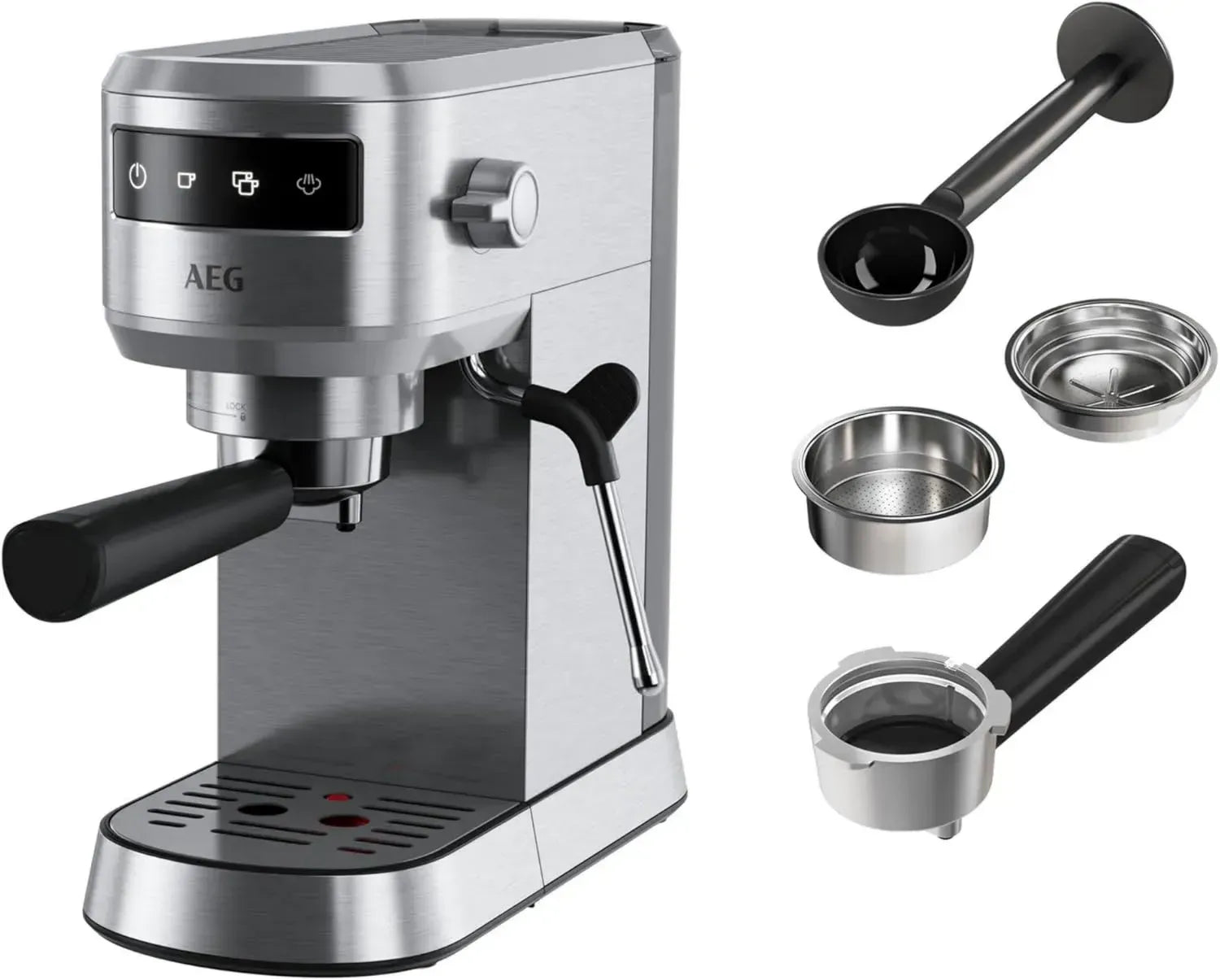 AEG Kompakte Espressomaschine mit Thermoblock, 15 Bar, Edelstahl