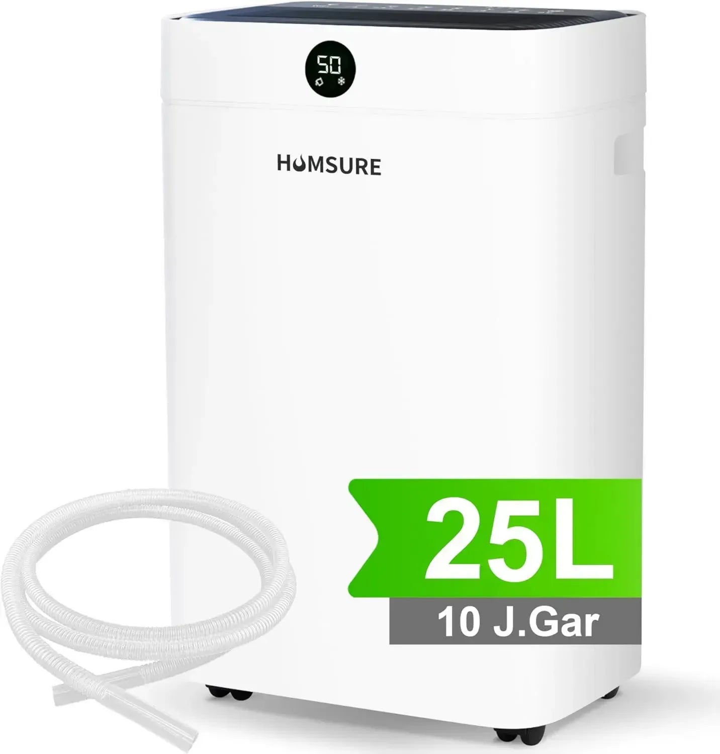 Elektrischer Luftentfeuchter 25L für große Räume bis 50m², mit Timer & Ablaufschlauch, 10 Jahre Garantie
