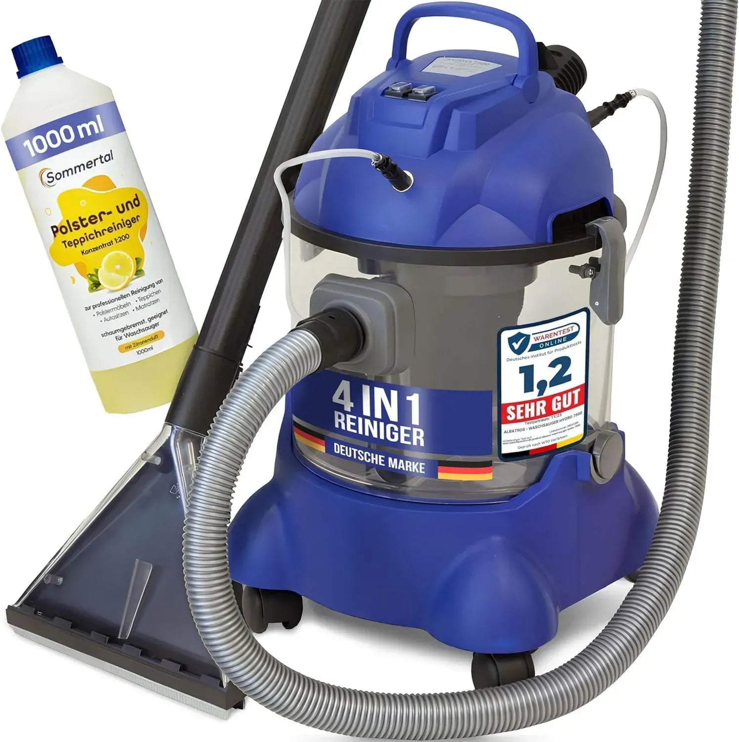 Albatros 4in1 Nass-Trocken-Sauger HYDRO 7500 für Auto mit 1L Shampoo, 1200W, 20L